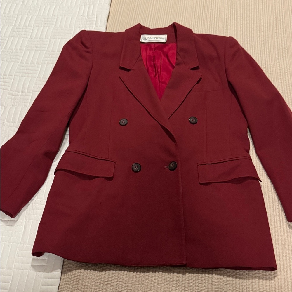 Evan Picone Deep Rust Red Double-Breasted Blazer